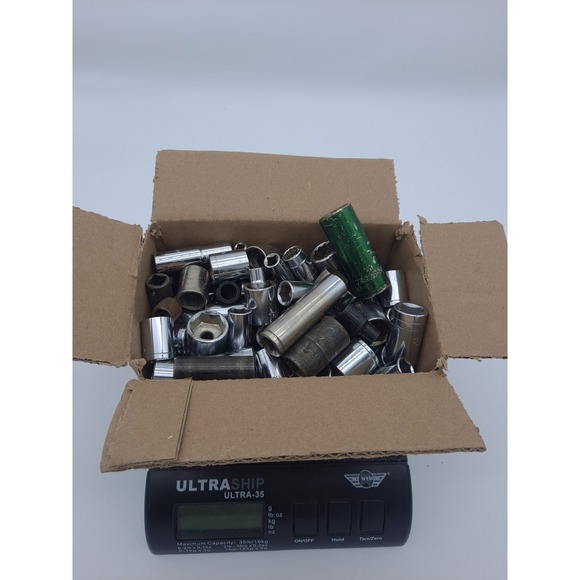 Box Lot Of 12lbs Retchet Miscellaneous Sockets Unsorted Standard Metric SAE